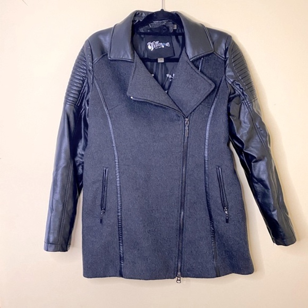 The Fillmore Wool Blend Faux Leather Women’s Full Zip Jacket Size Medium